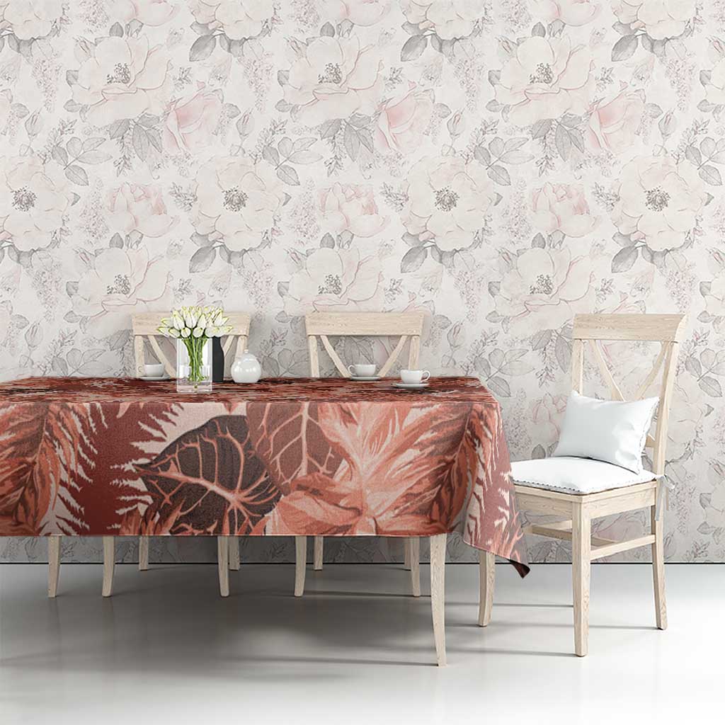 Hawaii Red Brown Tropical Leaves Tablecloth - Polynesian Pride