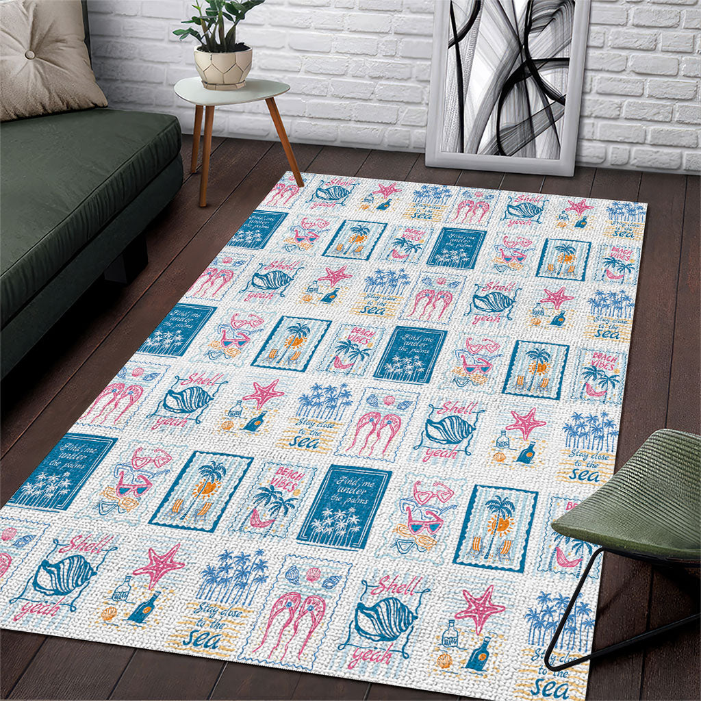 Hawaii Coastal Summer Postcard Area Rug