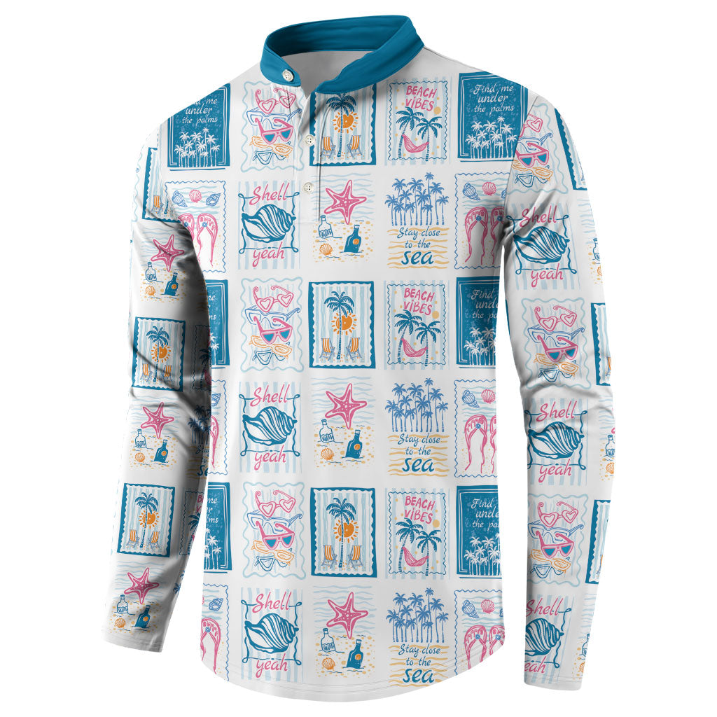 Hawaii Coastal Summer Postcard Button Sweatshirt