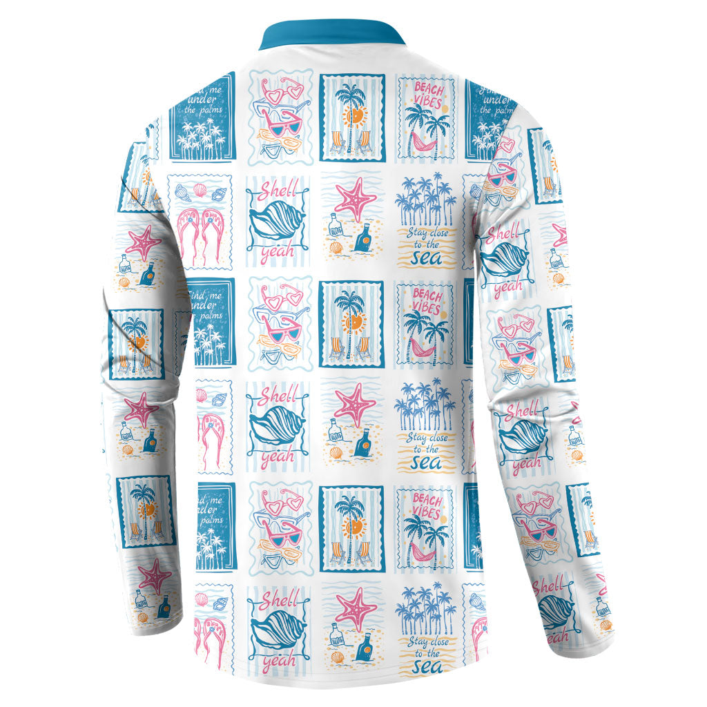 Hawaii Coastal Summer Postcard Button Sweatshirt