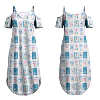 Hawaii Coastal Summer Postcard Couples Matching Summer Maxi Dress and Hawaiian Shirt