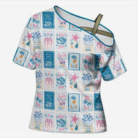 Hawaii Coastal Summer Postcard Cross Shoulder Shirt