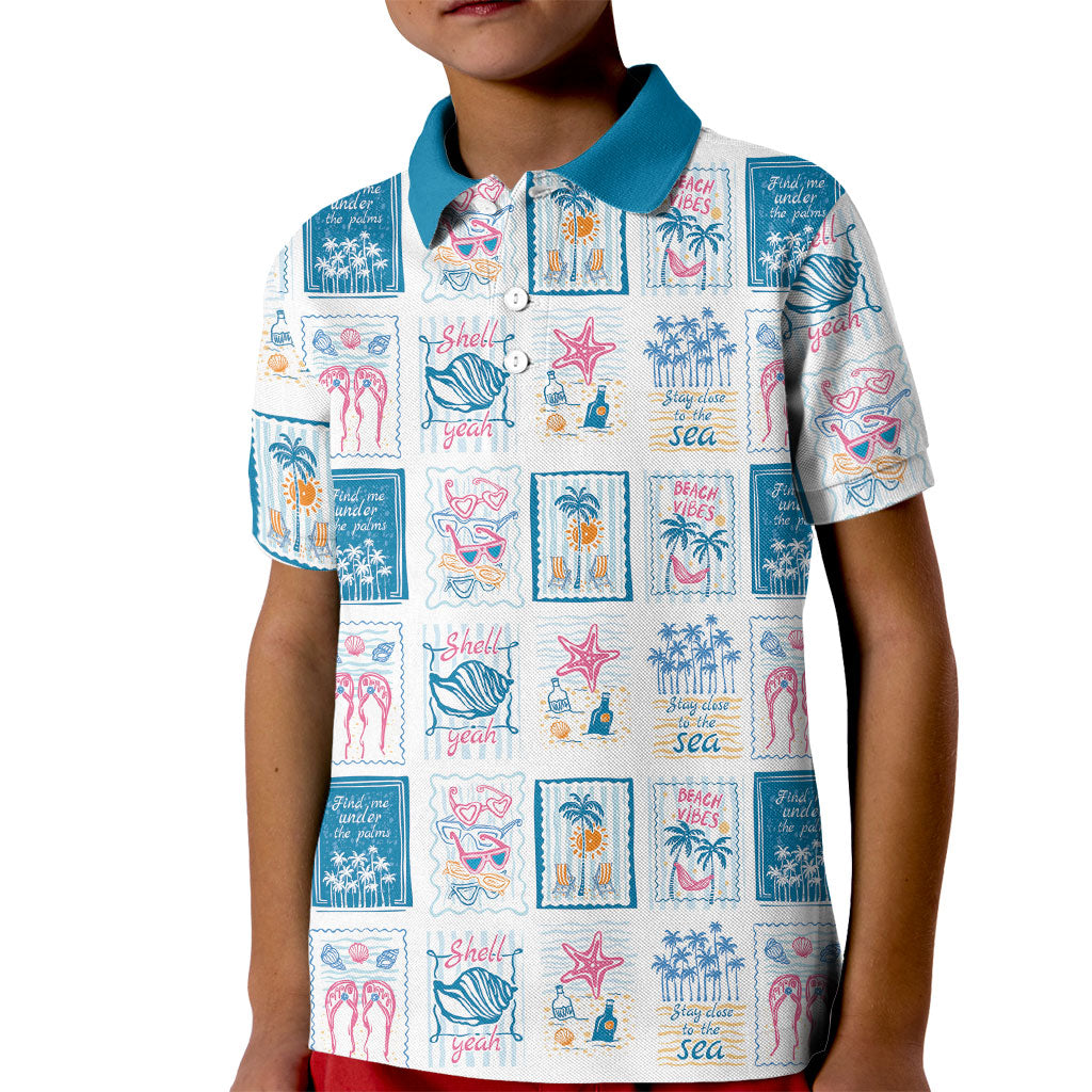 Hawaii Coastal Summer Postcard Kid Polo Shirt