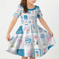 Hawaii Coastal Summer Postcard Kid Short Sleeve Dress