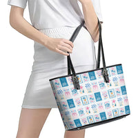 Hawaii Coastal Summer Postcard Leather Tote Bag