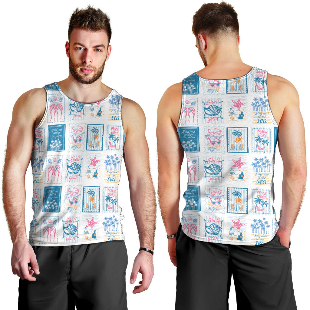 Hawaii Coastal Summer Postcard Men Tank Top