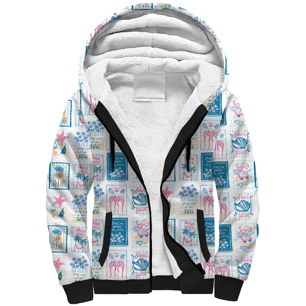 Hawaii Coastal Summer Postcard Sherpa Hoodie