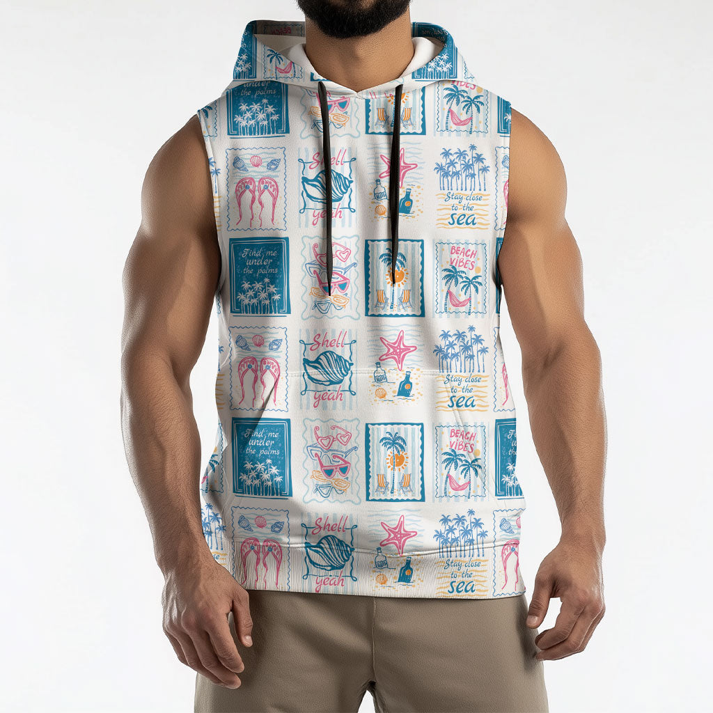 Hawaii Coastal Summer Postcard Sleeveless Hoodie