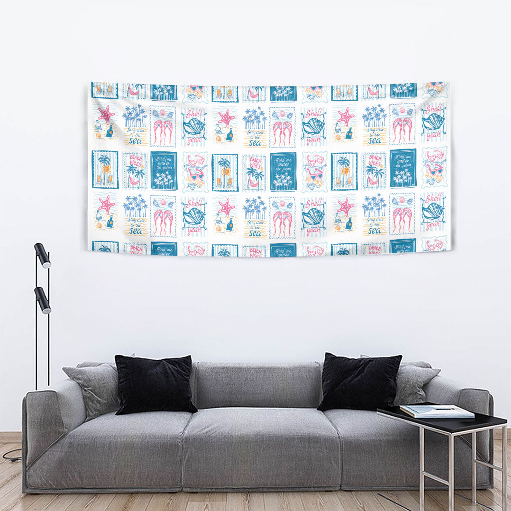 Hawaii Coastal Summer Postcard Tapestry