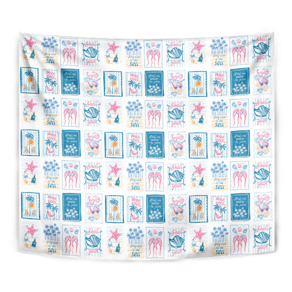 Hawaii Coastal Summer Postcard Tapestry