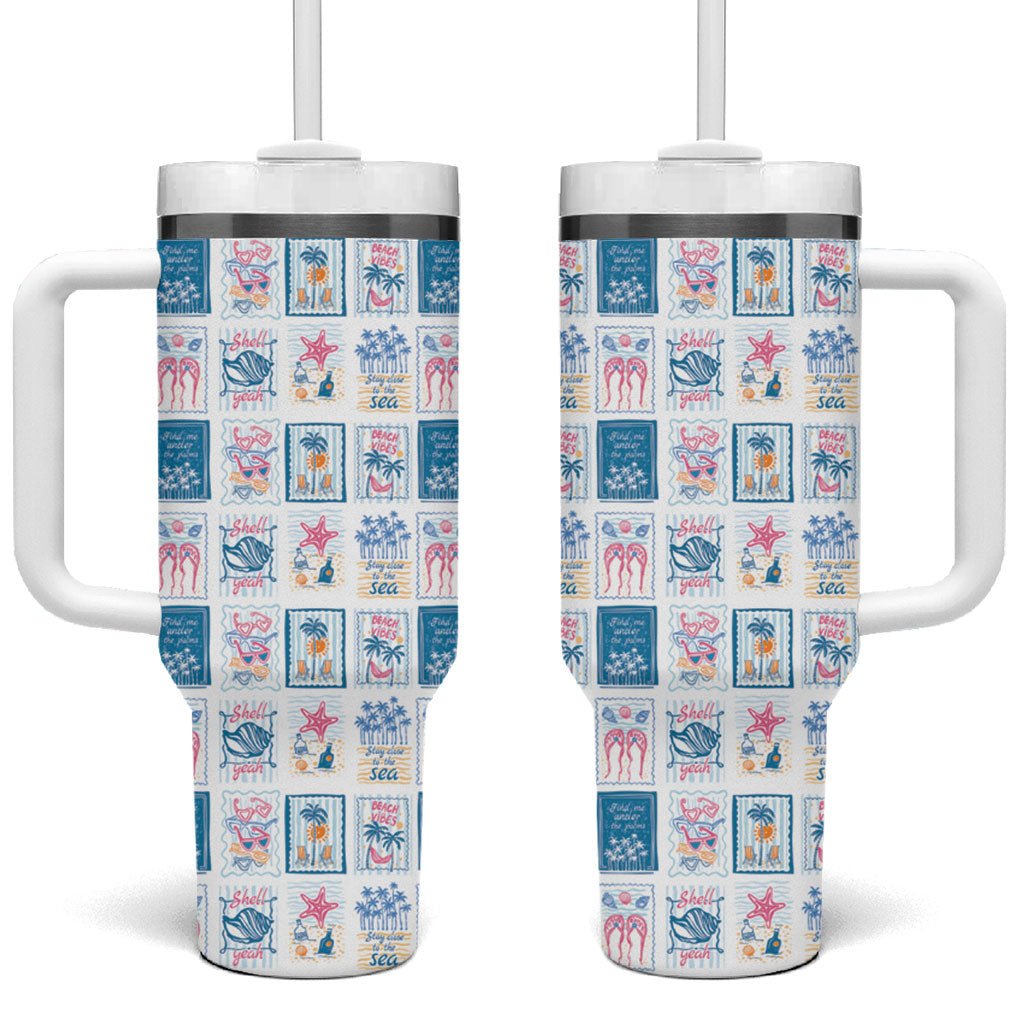 Hawaii Coastal Summer Postcard Tumbler With Handle
