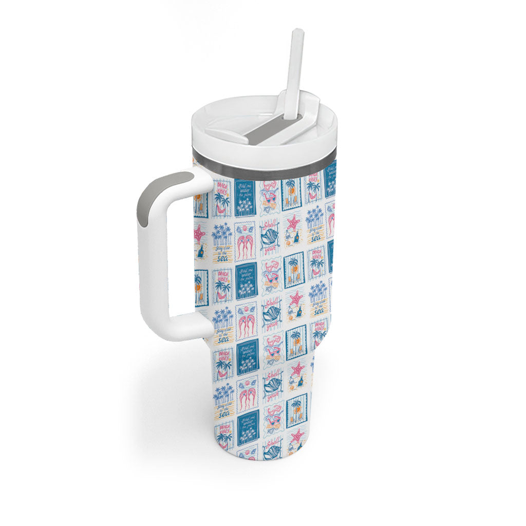 Hawaii Coastal Summer Postcard Tumbler With Handle