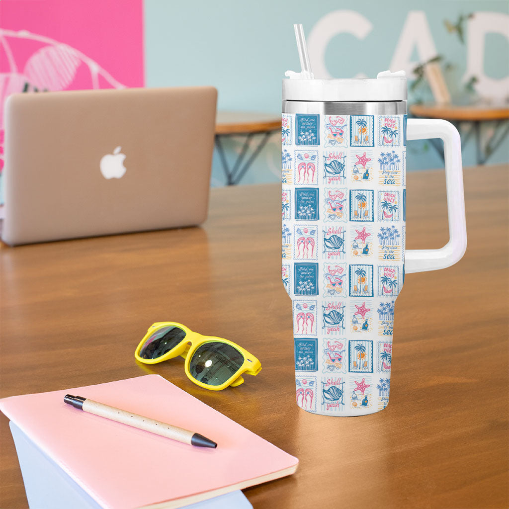Hawaii Coastal Summer Postcard Tumbler With Handle