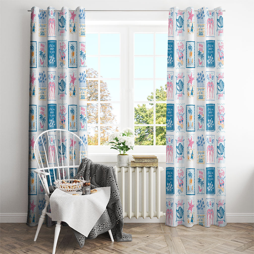 Hawaii Coastal Summer Postcard Window Curtain