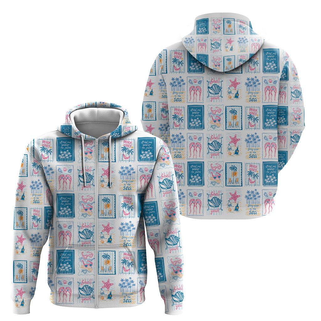 Hawaii Coastal Summer Postcard Zip Hoodie