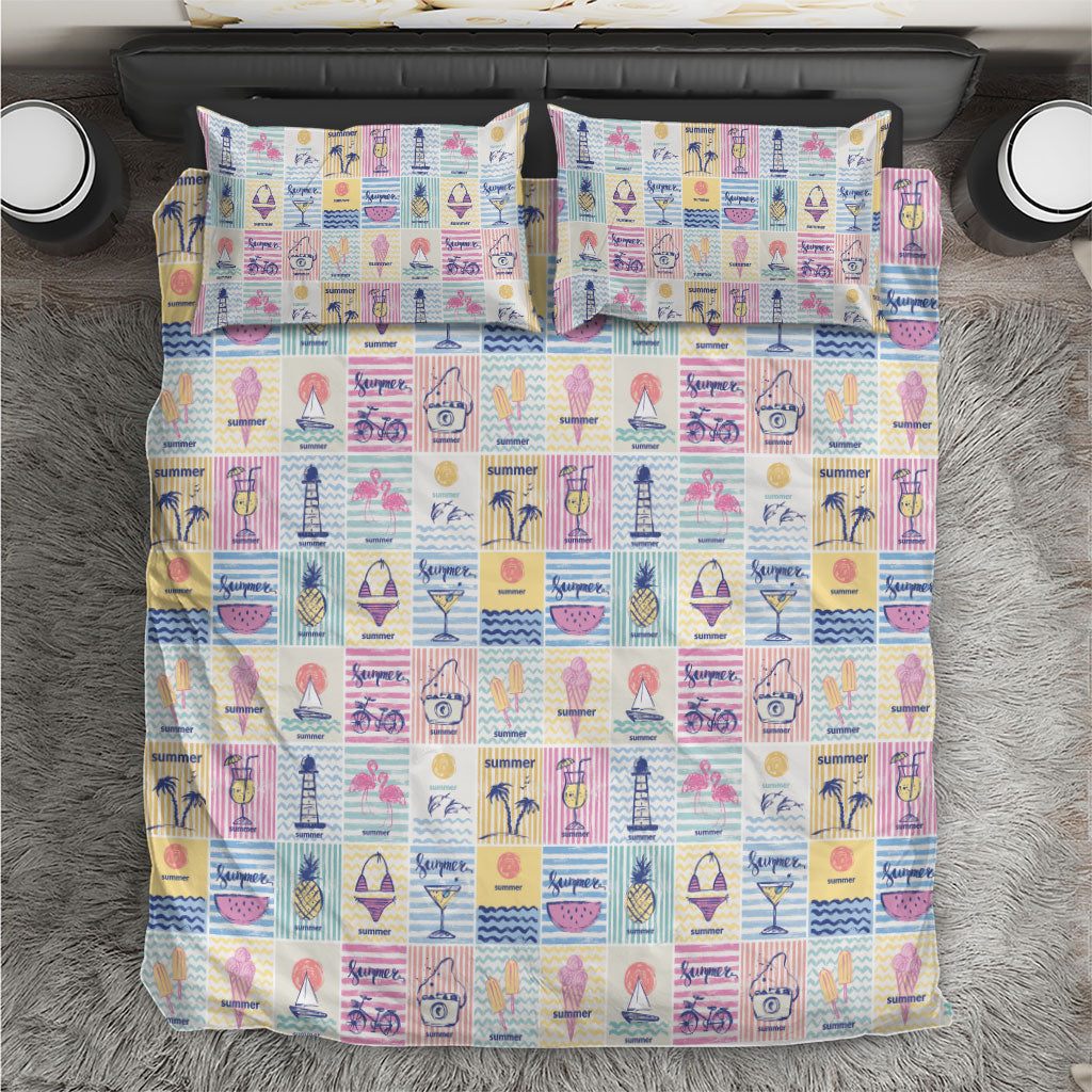 Aloha Summer Posters Grunge Textures Bedding Set