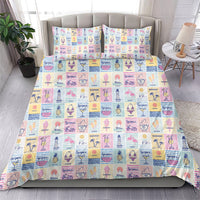 Aloha Summer Posters Grunge Textures Bedding Set