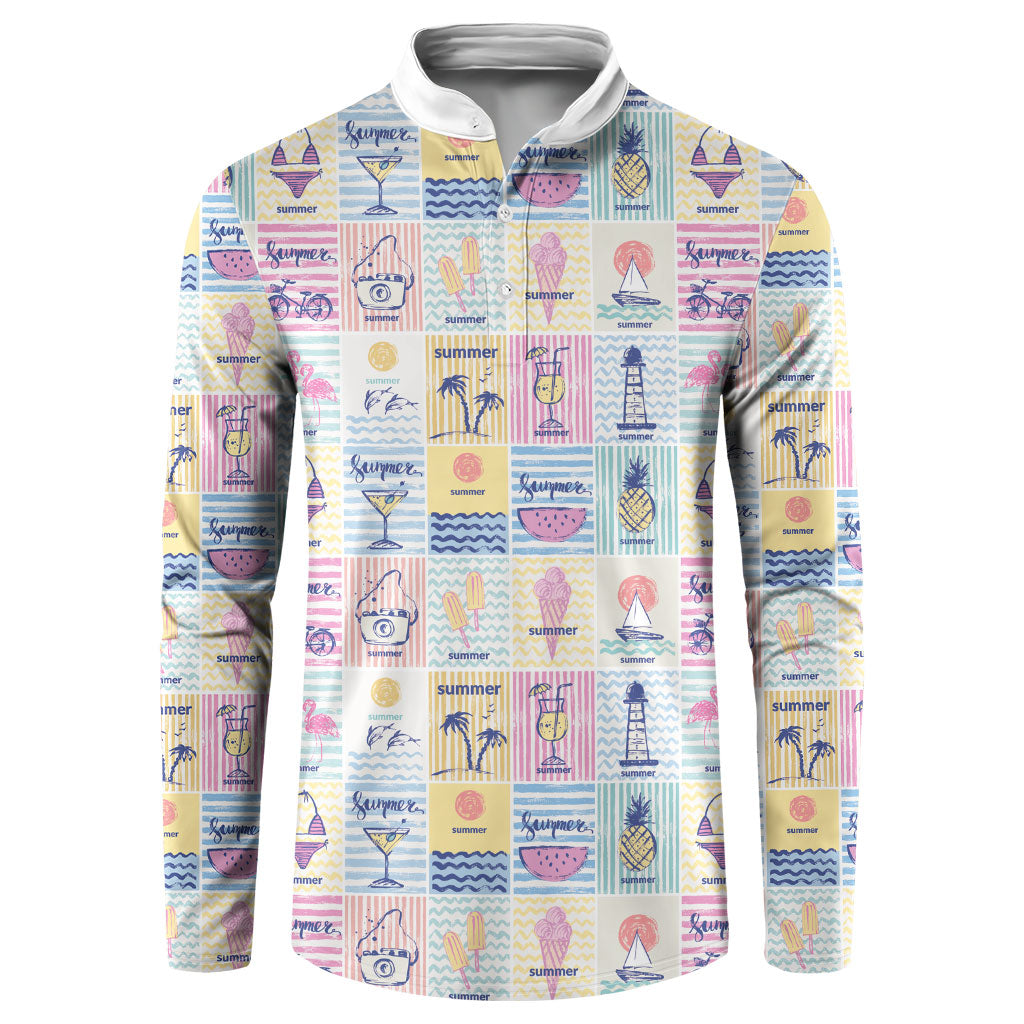 Aloha Summer Posters Grunge Textures Button Sweatshirt