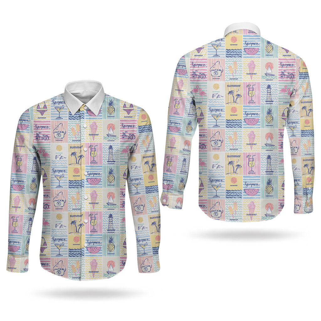 Aloha Summer Posters Grunge Textures Couples Matching Off Shoulder Maxi Dress and Long Sleeve Button Shirt
