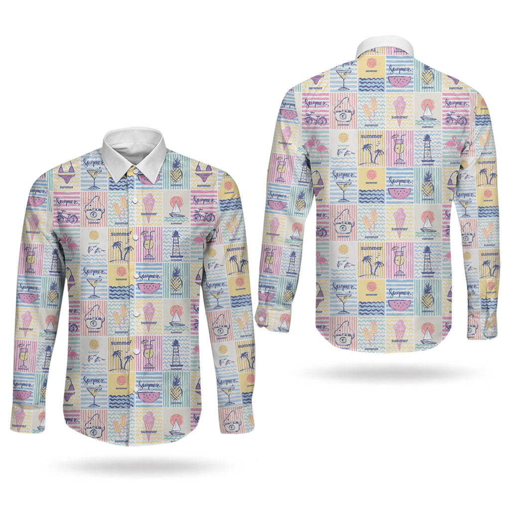 Aloha Summer Posters Grunge Textures Couples Matching Short Sleeve Bodycon Dress and Long Sleeve Button Shirt
