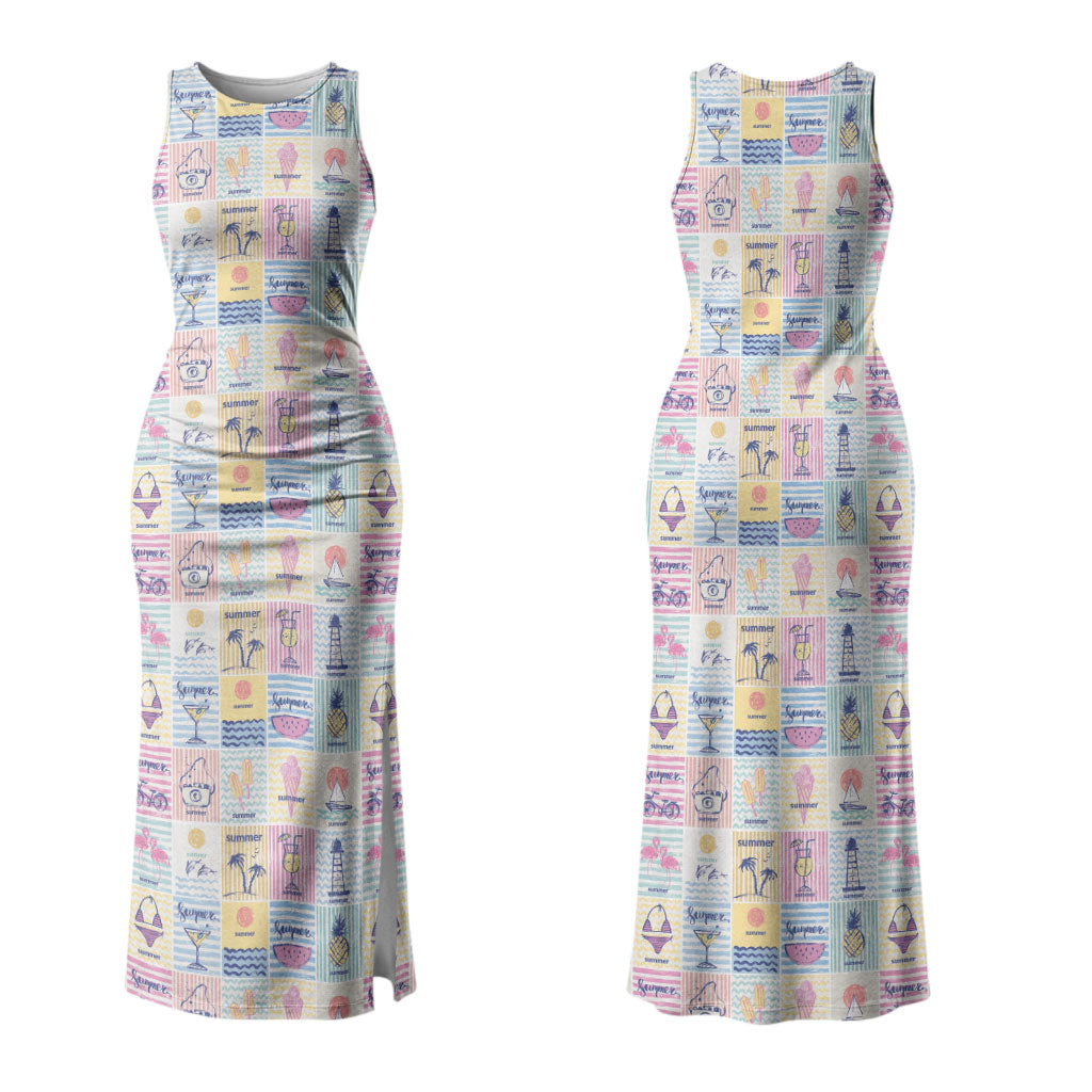 Aloha Summer Posters Grunge Textures Couples Matching Tank Maxi Dress and Hawaiian Shirt