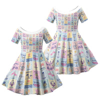 Aloha Summer Posters Grunge Textures Family Matching Off Shoulder Short Dress and Hawaiian Shirt