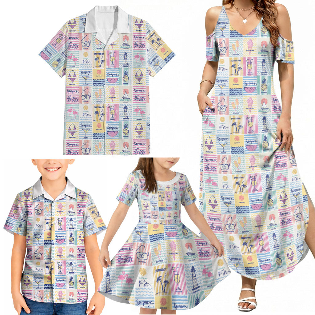 Aloha Summer Posters Grunge Textures Family Matching Summer Maxi Dress and Hawaiian Shirt