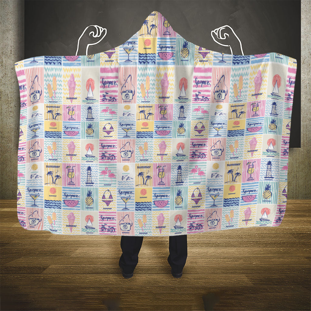 Aloha Summer Posters Grunge Textures Hooded Blanket