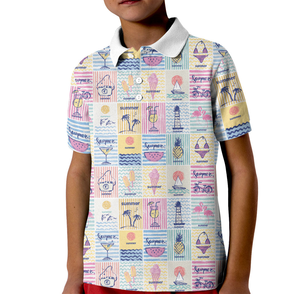 Aloha Summer Posters Grunge Textures Kid Polo Shirt