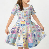 Aloha Summer Posters Grunge Textures Kid Short Sleeve Dress