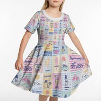 Aloha Summer Posters Grunge Textures Kid Short Sleeve Dress