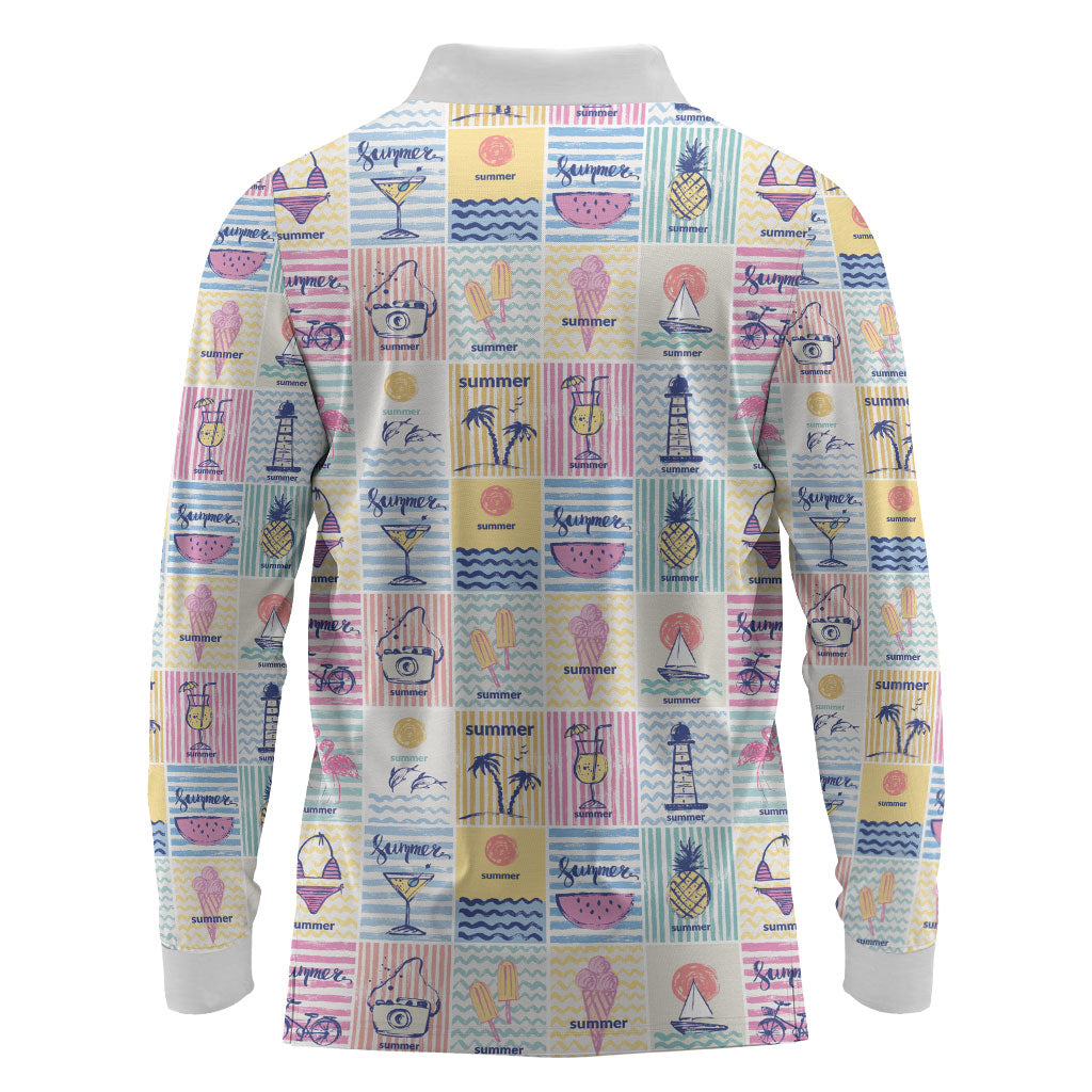 Aloha Summer Posters Grunge Textures Long Sleeve Polo Shirt