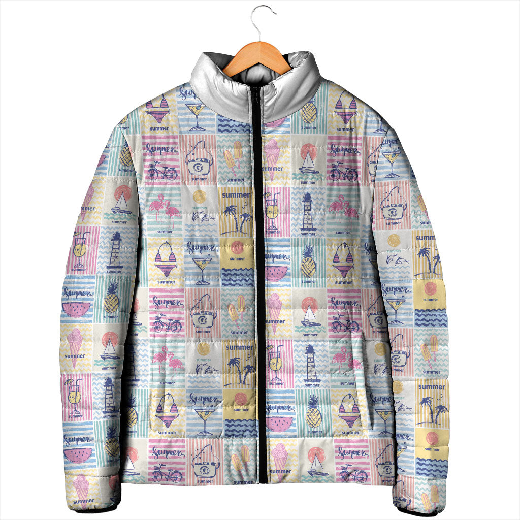 Aloha Summer Posters Grunge Textures Padded Jacket