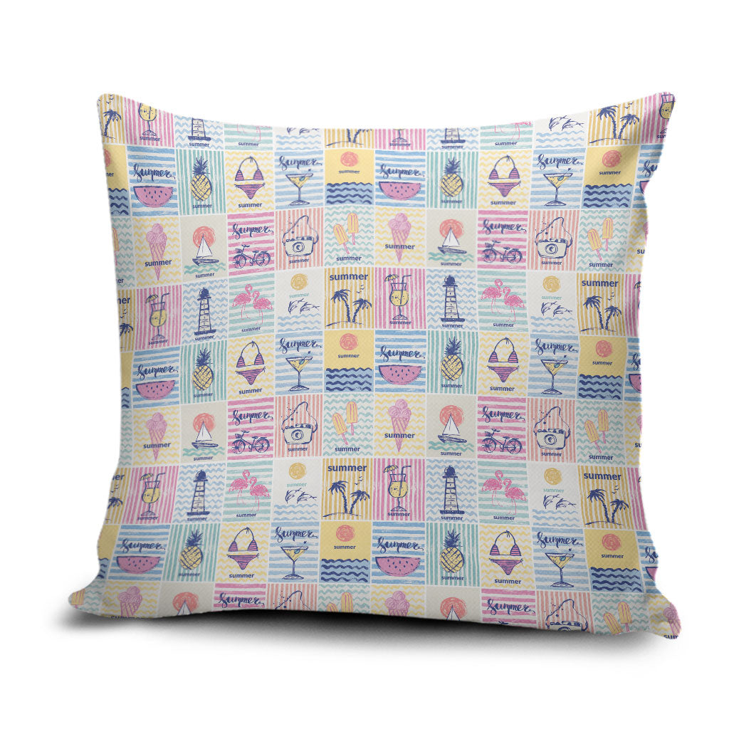Aloha Summer Posters Grunge Textures Pillow Cover