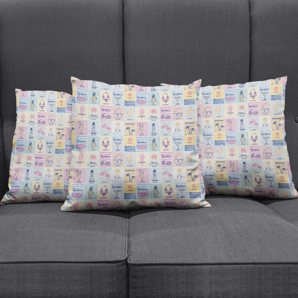 Aloha Summer Posters Grunge Textures Pillow Cover