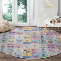 Aloha Summer Posters Grunge Textures Round Carpet