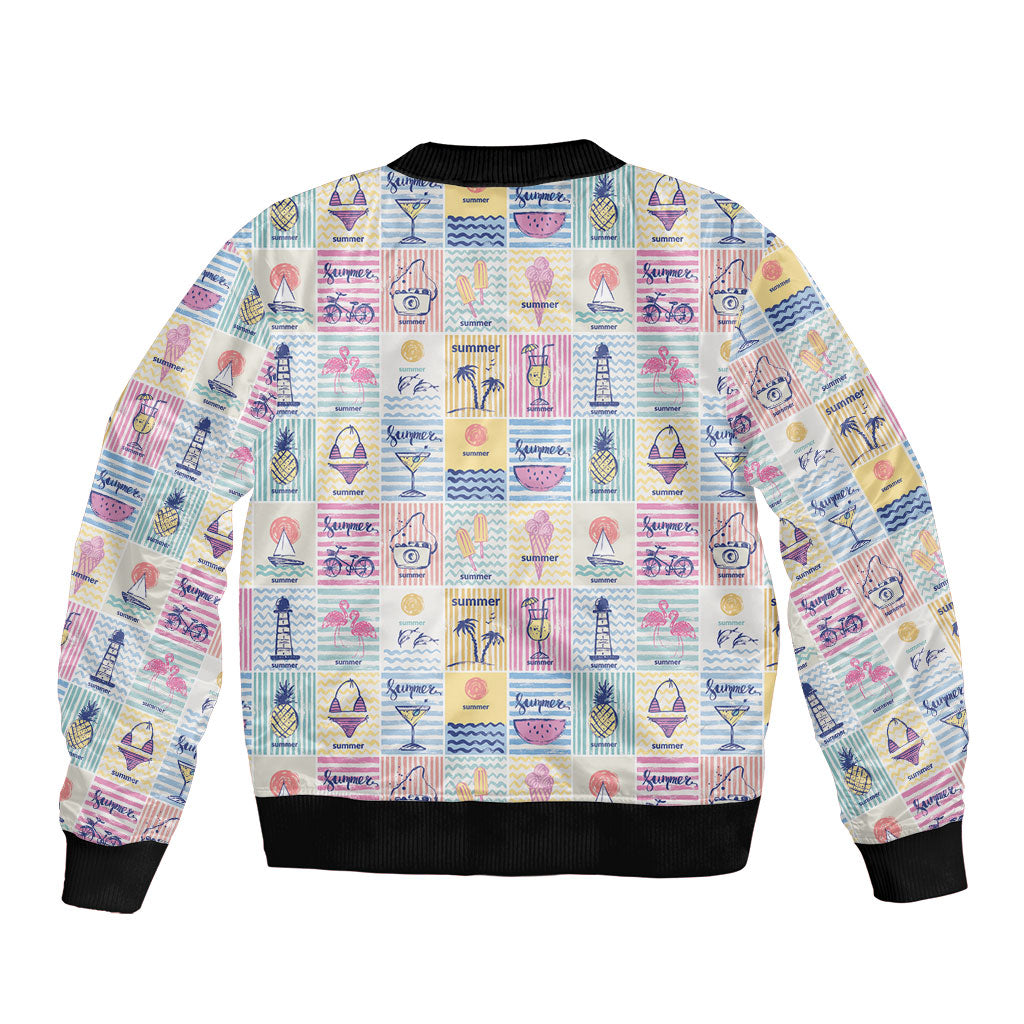 Aloha Summer Posters Grunge Textures Sleeve Zip Bomber Jacket