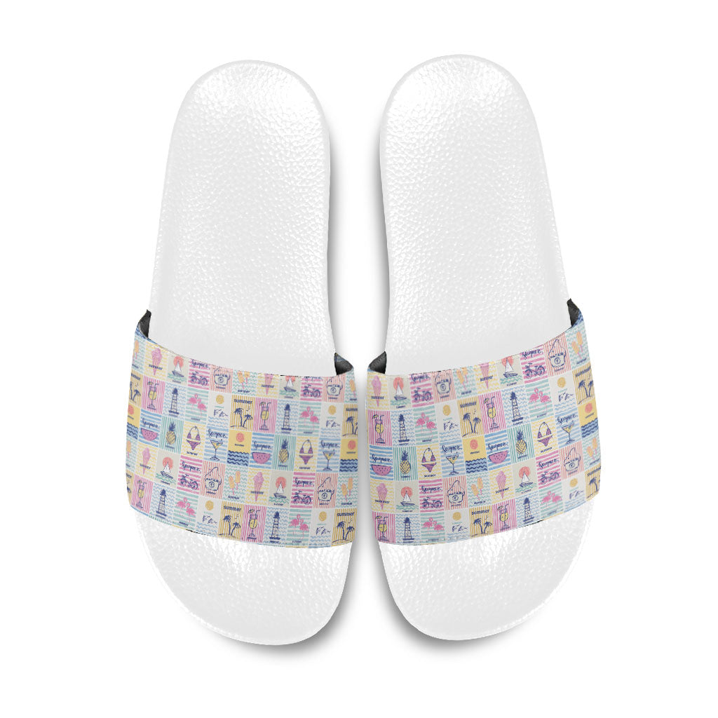 Aloha Summer Posters Grunge Textures Slide Sandals