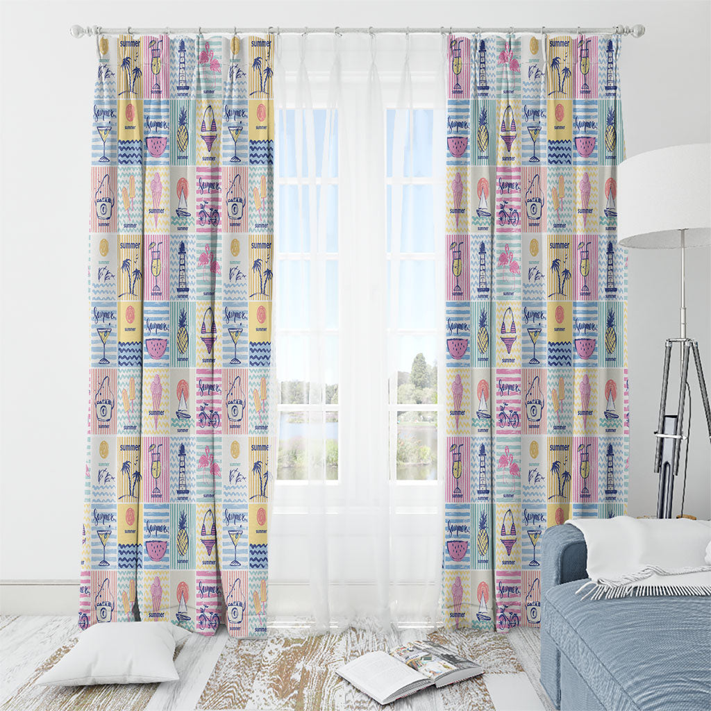 Aloha Summer Posters Grunge Textures Window Curtain