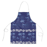 Blue Hawaii Palm Tree Hibiscus Apron Fantasy Summer Vibe LT01 Blue - Polynesian Pride