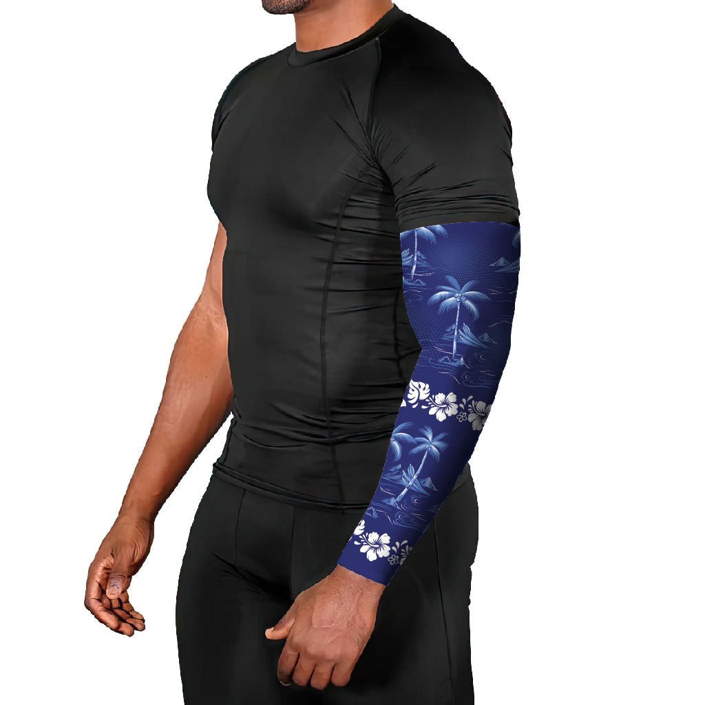 Blue Hawaii Palm Tree Hibiscus Arm Sleeves Fantasy Summer Vibe LT01 - Polynesian Pride