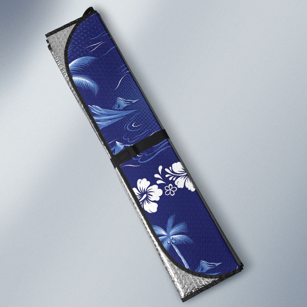Blue Hawaii Palm Tree Hibiscus Auto Sun Shade Fantasy Summer Vibe LT01 - Polynesian Pride