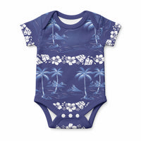 Blue Hawaii Palm Tree Hibiscus Baby Onesie Fantasy Summer Vibe