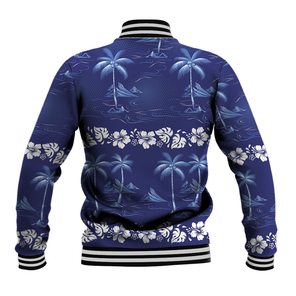 Blue Hawaii Palm Tree Hibiscus Baseball Jacket Fantasy Summer Vibe LT01 - Polynesian Pride