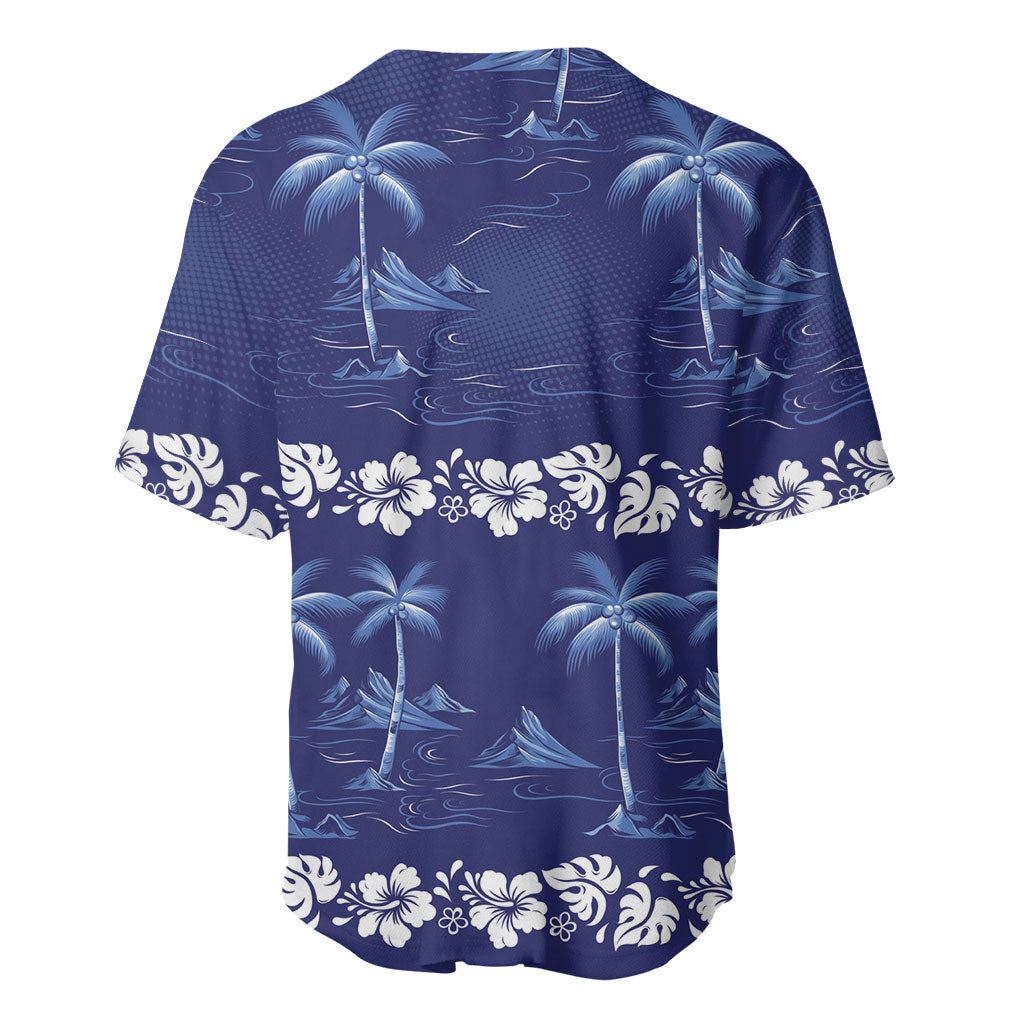 Blue Hawaii Palm Tree Hibiscus Baseball Jersey Fantasy Summer Vibe LT01 - Polynesian Pride