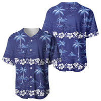 Blue Hawaii Palm Tree Hibiscus Baseball Jersey Fantasy Summer Vibe LT01 - Polynesian Pride