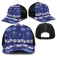 Blue Hawaii Palm Tree Hibiscus Baseball Net Cap Fantasy Summer Vibe LT01 - Polynesian Pride