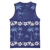 Blue Hawaii Palm Tree Hibiscus Basketball Jersey Fantasy Summer Vibe LT01 - Polynesian Pride