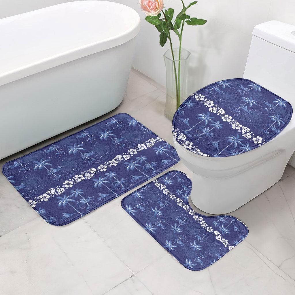 Blue Hawaii Palm Tree Hibiscus Bathroom Set Fantasy Summer Vibe LT01 - Polynesian Pride