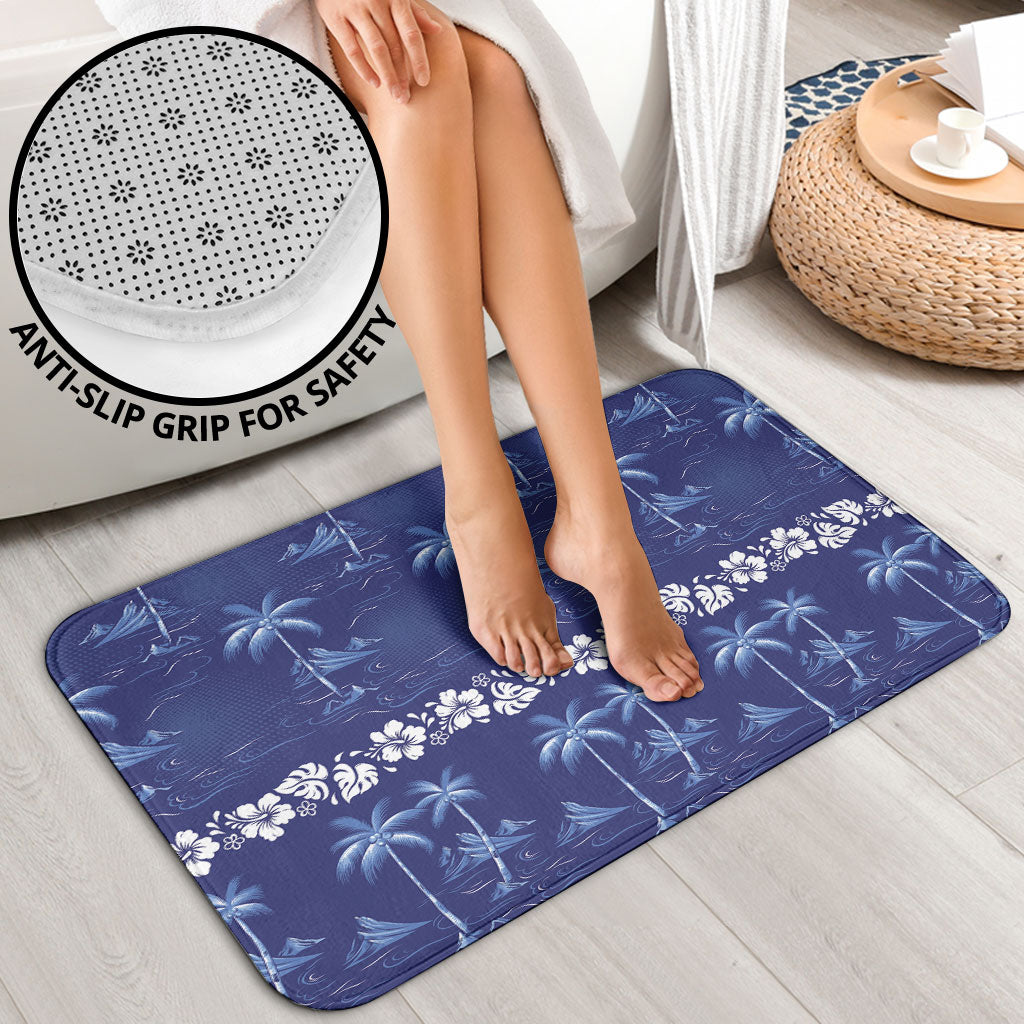 Blue Hawaii Palm Tree Hibiscus Bathroom Set Fantasy Summer Vibe LT01 - Polynesian Pride